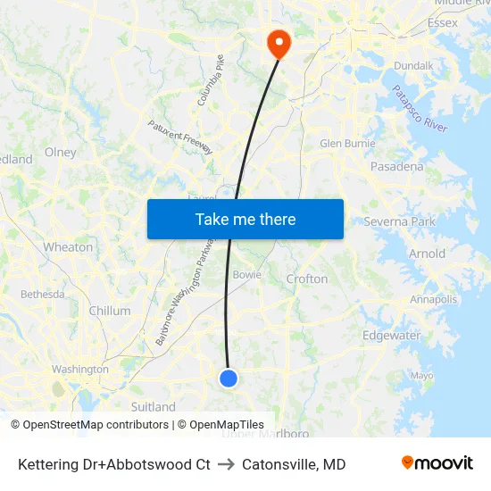 Kettering Dr+Abbotswood Ct to Catonsville, MD map