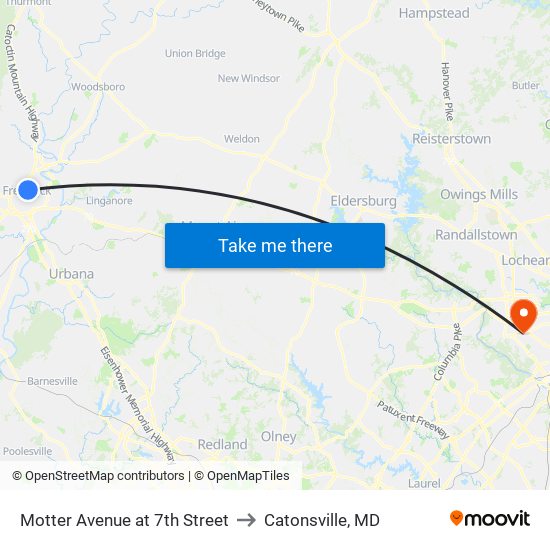 Motter Avenue at 7th Street to Catonsville, MD map