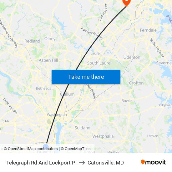 Telegraph Rd And Lockport Pl to Catonsville, MD map