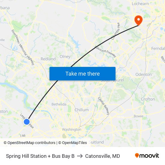 Spring Hill Station + Bus Bay B to Catonsville, MD map