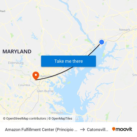 Amazon Fulfillment Center (Principio Pkwy West) to Catonsville, MD map