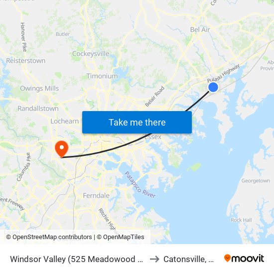 Windsor Valley (525 Meadowood Dr) to Catonsville, MD map