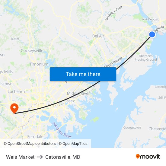 Weis Market to Catonsville, MD map
