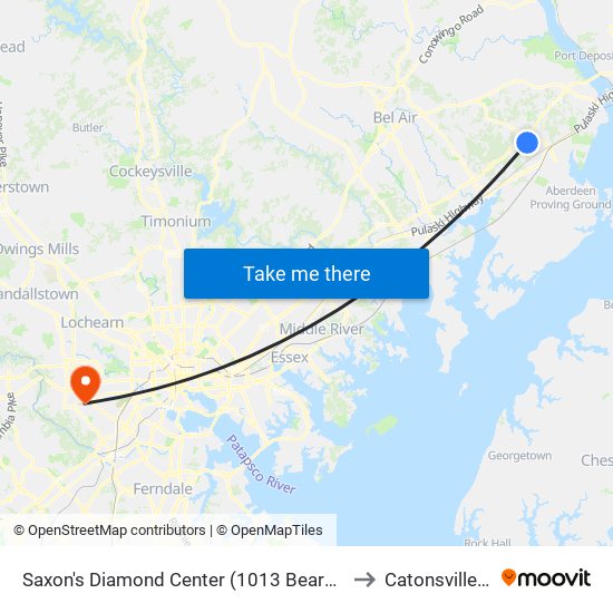 Saxon's  Diamond Center (1013 Beards Hill Rd) to Catonsville, MD map