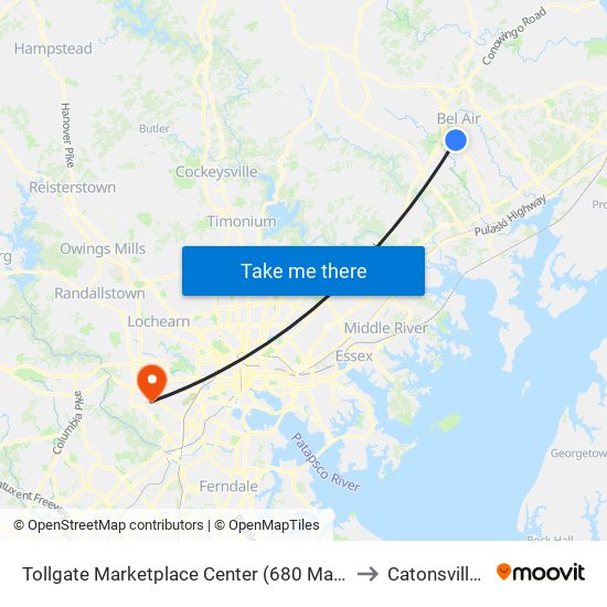 Tollgate Marketplace Center (680 Marketplace Dr) to Catonsville, MD map