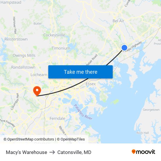 Macy's Warehouse to Catonsville, MD map