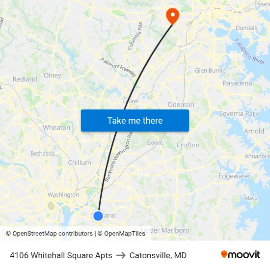 4106 Whitehall Square Apts to Catonsville, MD map