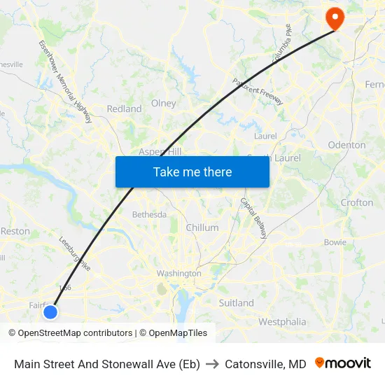 Main Street And Stonewall Ave (Eb) to Catonsville, MD map