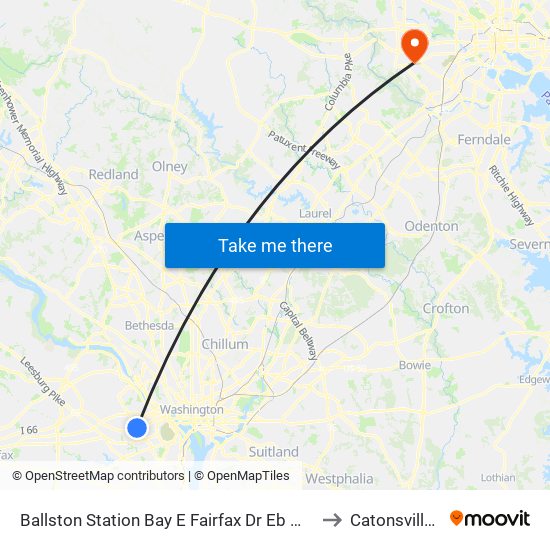 Ballston Station Bay E Fairfax Dr Eb @ N Stuart St to Catonsville, MD map