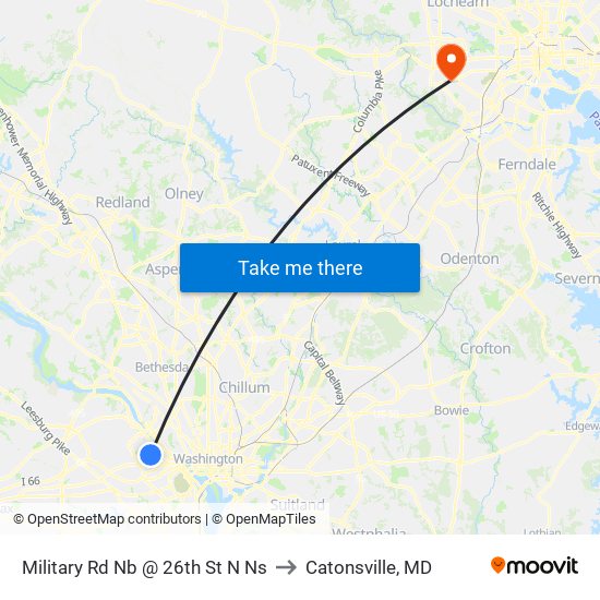 Military Rd Nb @ 26th St N Ns to Catonsville, MD map