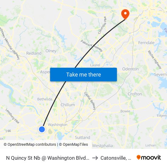 N Quincy St Nb @ Washington Blvd Ns to Catonsville, MD map