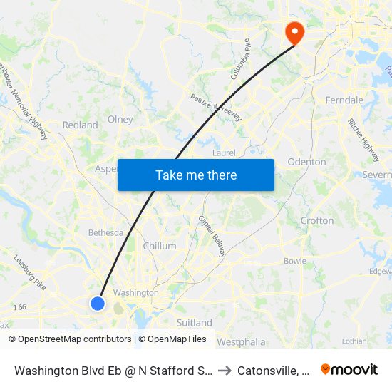 Washington Blvd Eb @ N Stafford St FS to Catonsville, MD map