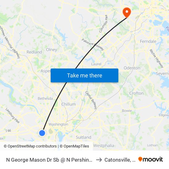 N George Mason Dr Sb @ N Pershing Dr Ns to Catonsville, MD map