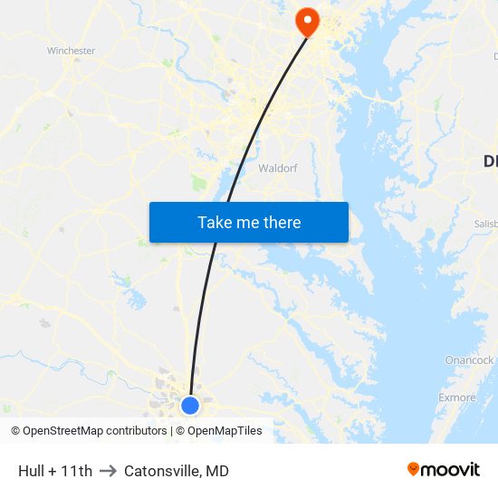 Hull + 11th to Catonsville, MD map