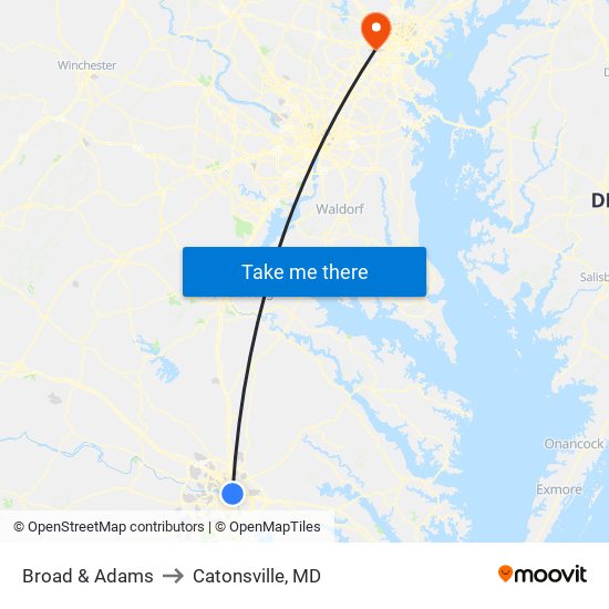 Broad & Adams to Catonsville, MD map