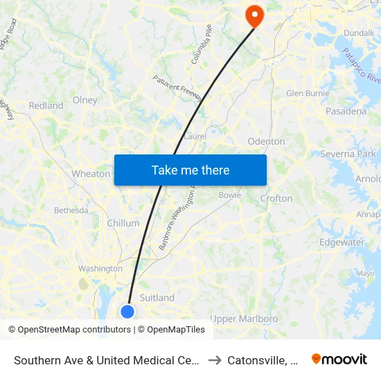 Southern Ave & United Medical Cente to Catonsville, MD map