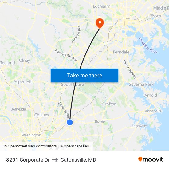 8201 Corporate Dr to Catonsville, MD map