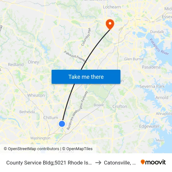 County Service Bldg;5021 Rhode Island to Catonsville, MD map