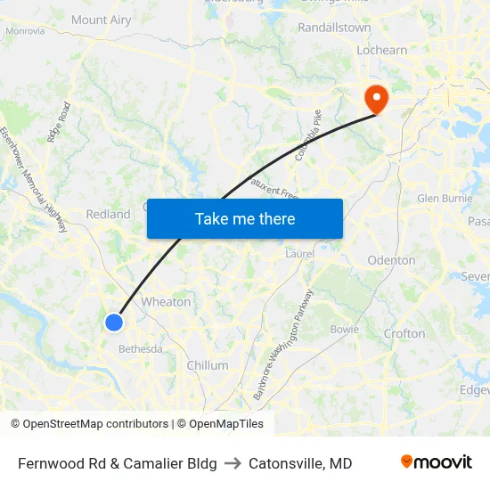 Fernwood Rd & Camalier Bldg to Catonsville, MD map