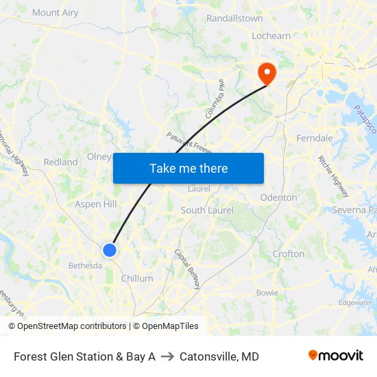 Forest Glen Station & Bay A to Catonsville, MD map