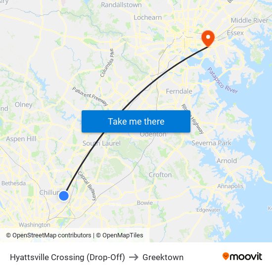 Hyattsville Crossing (Drop-Off) to Greektown map