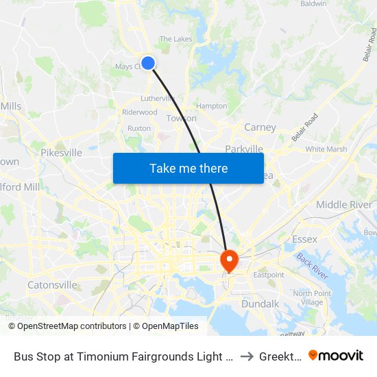 Bus Stop at Timonium Fairgrounds Light Rail Station Sb to Greektown map