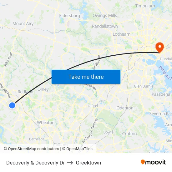Decoverly & Decoverly Dr to Greektown map