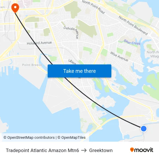 Tradepoint Atlantic Amazon Mtn6 to Greektown map