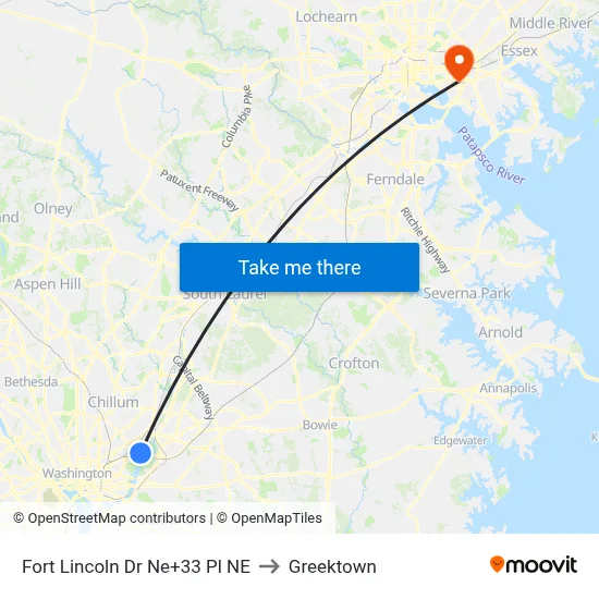 Fort Lincoln Dr Ne+33 Pl NE to Greektown map