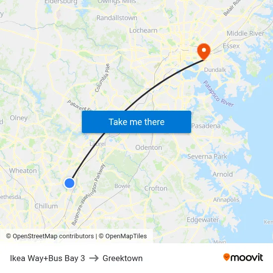 Ikea Way+Bus Bay 3 to Greektown map