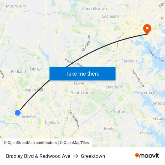 Bradley Blvd & Redwood Ave to Greektown map