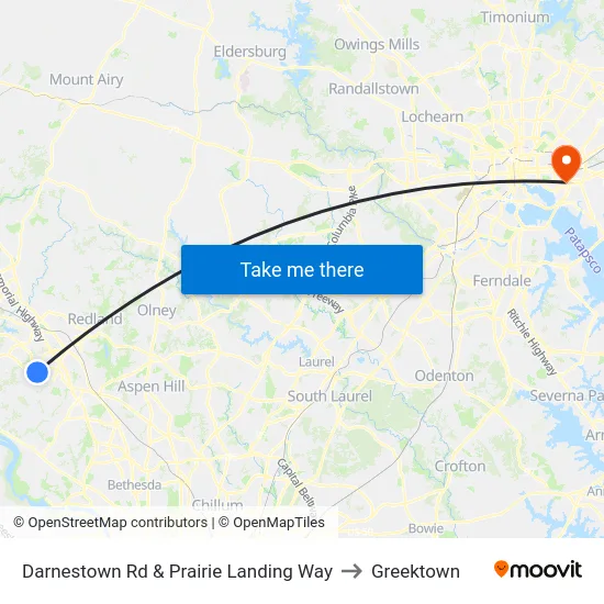 Darnestown Rd & Prairie Landing Way to Greektown map
