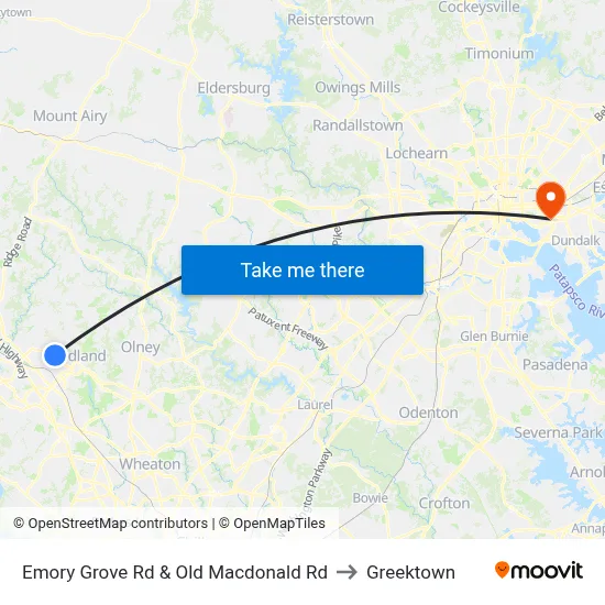 Emory Grove Rd & Old Macdonald Rd to Greektown map
