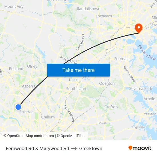 Fernwood Rd & Marywood Rd to Greektown map