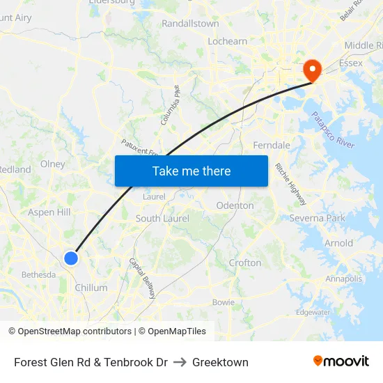 Forest Glen Rd & Tenbrook Dr to Greektown map