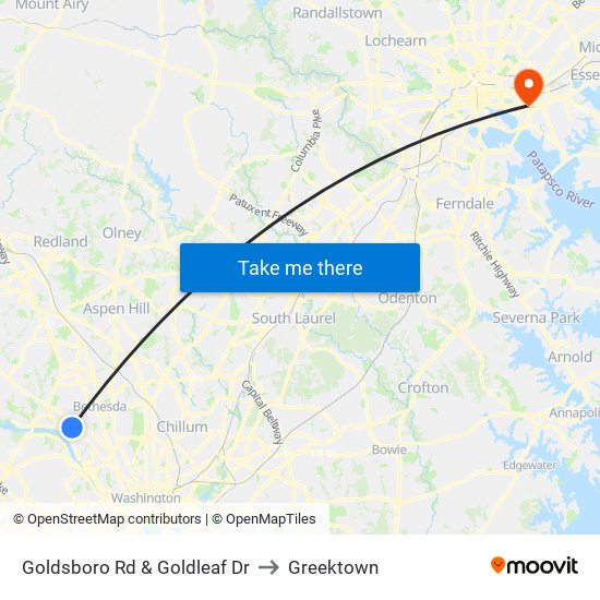 Goldsboro Rd & Goldleaf Dr to Greektown map