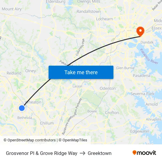 Grosvenor Pl & Grove Ridge Way to Greektown map