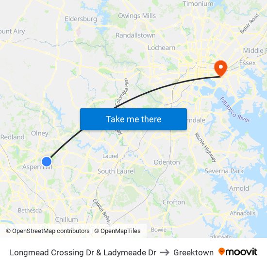 Longmead Crossing Dr & Ladymeade Dr to Greektown map