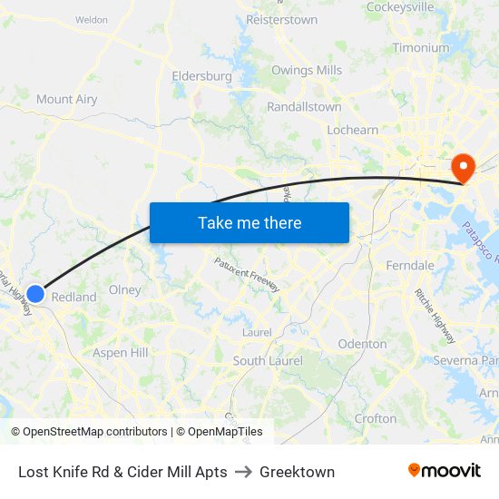 Lost Knife Rd & Cider Mill Apts to Greektown map