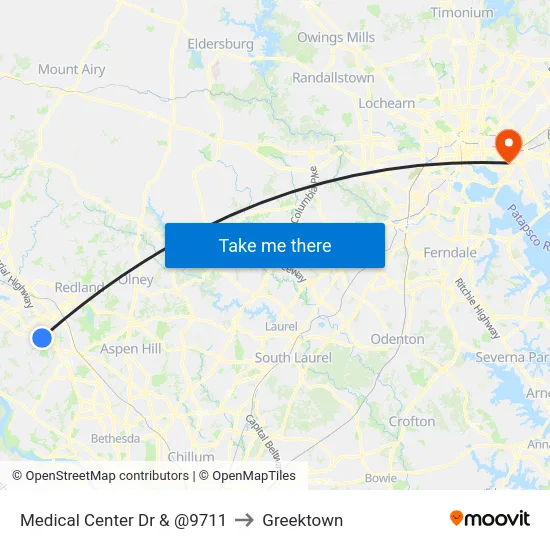 Medical Center Dr & @9711 to Greektown map