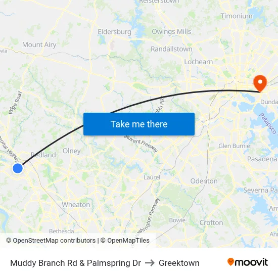 Muddy Branch Rd & Palmspring Dr to Greektown map