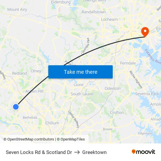 Seven Locks Rd & Scotland Dr to Greektown map