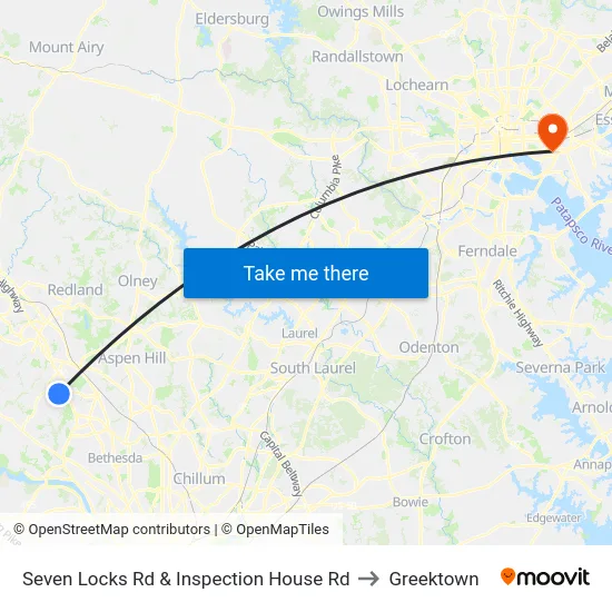 Seven Locks Rd & Inspection House Rd to Greektown map
