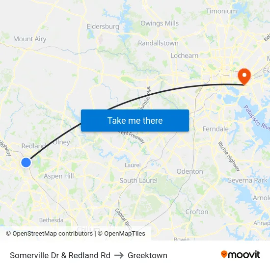 Somerville Dr & Redland Rd to Greektown map