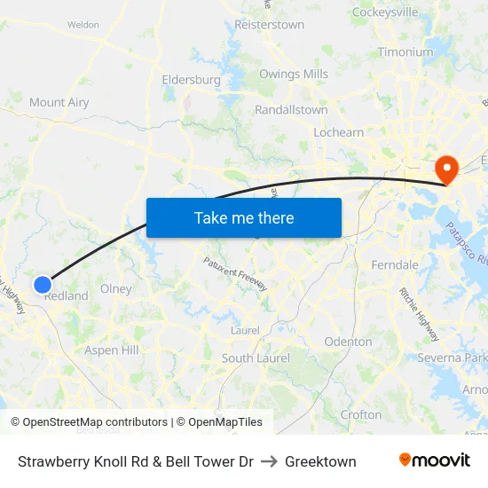 Strawberry Knoll Rd & Bell Tower Dr to Greektown map