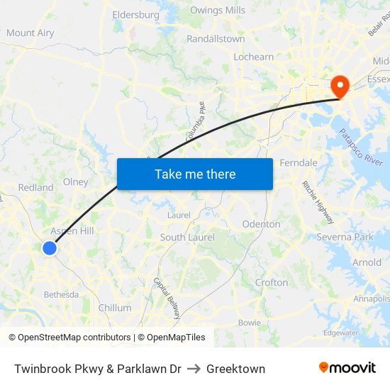 Twinbrook Pkwy & Parklawn Dr to Greektown map