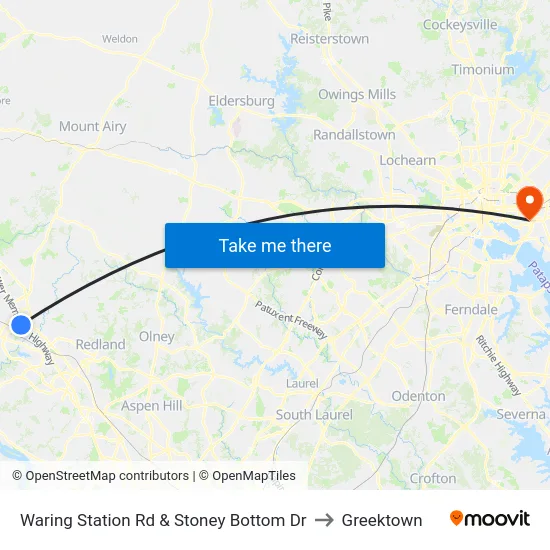 Waring Station Rd & Stoney Bottom Dr to Greektown map