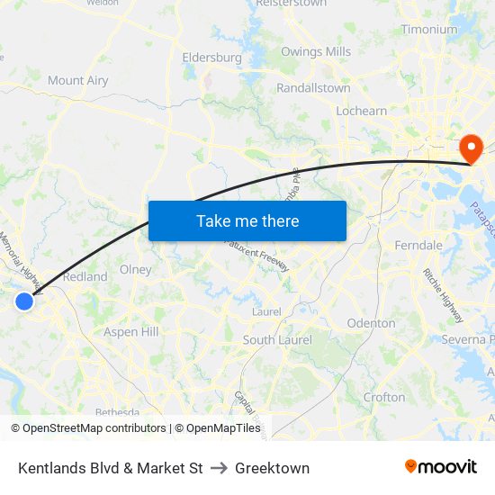 Kentlands Blvd & Market St to Greektown map