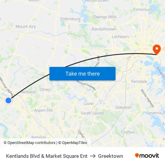 Kentlands Blvd & Market Square Ent to Greektown map