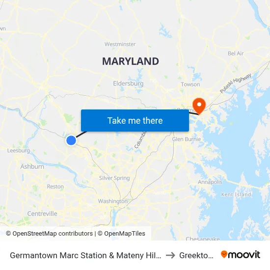 Germantown Marc Station & Mateny Hill Rd to Greektown map